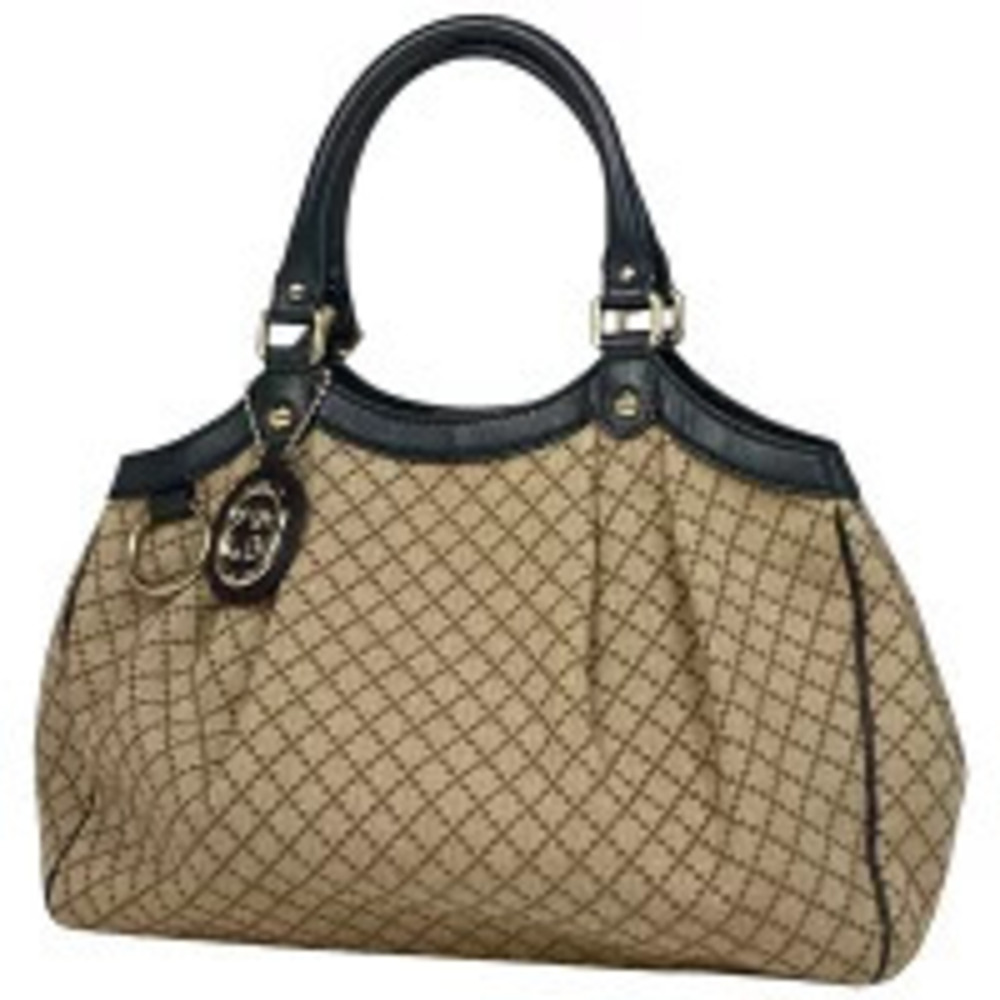 Gucci Diamante Sukey Handbag Tote Bag Shoulder Canvas Beige Black